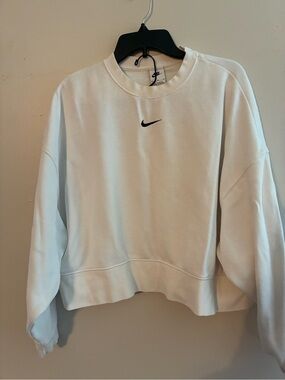 Nike White Sweatsuit Set Cropped Sweatshirt & Cargo Joggers Logo Set